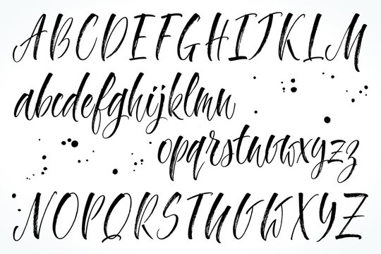 Brush lettering vector alphabet. Modern calligraphy, handwritten letters. Vector illustration