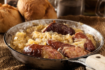 Sauerkraut braised with sausages