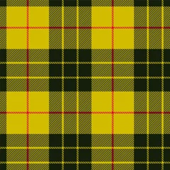 Papier peint Tartan Plaid écossais, bandes noires sur jaune. Modèle sans couture tartan MacLeod