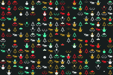 Fototapeta na wymiar Christmas pattern with beautiful colored elements