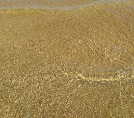 Crystal clear water of a beach with white sand background