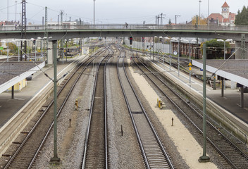 Naklejka premium high angle railroad station scenery