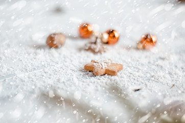 Small baubles in snow
