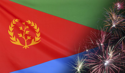 Eritrea Flag Firework real fabric