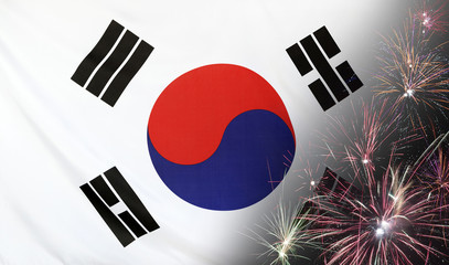 South Korea Flag Firework real fabric