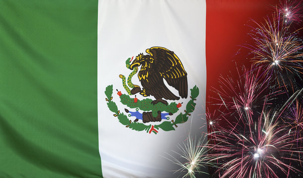 Mexico Flag Firework real fabric