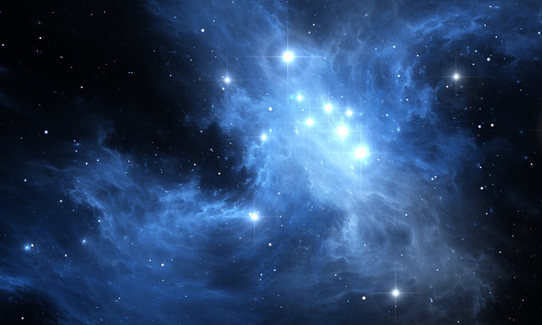 Space background. Glowing nebula with stars