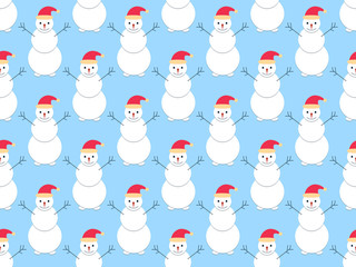 Snowmen seamless pattern. Christmas holiday background. Xmas decoration. Vector illustration