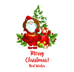 Merry Christmas vector Santa greeting icon