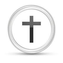 Weißer Button - Kreuz - Religion