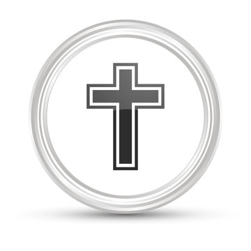 Weißer Button - Kreuz - Glaube