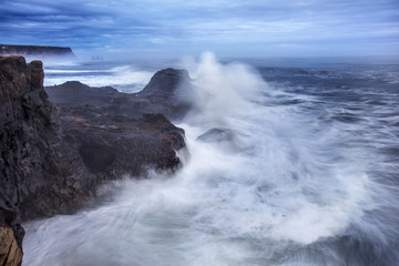 Heavy surf at Dyrhólaey on the south coast of Iceland