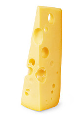 Piece of cheese isolated on white