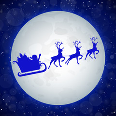 Obraz na płótnie Canvas Christmas background with Santa Claus, reindeers and the moon. Vector.