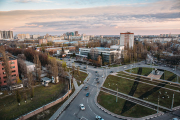 Fototapeta na wymiar Aerial view from rooftop of Voronezh city