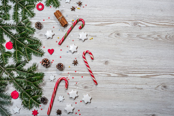 Christmas background on the wooden desk
