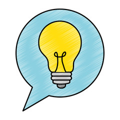 speech bubble with bulb light vector illustration design