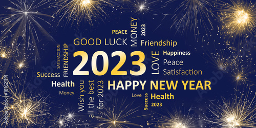 "Happy new year 2023 greeting card" Stock photo and royalty-free images