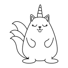 cute fantasy hamster with horn vector illustration design