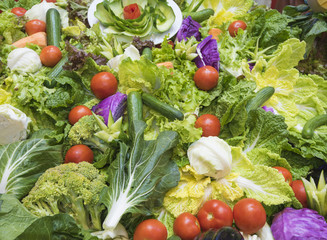 Selction of salad food at a restaurant buffet