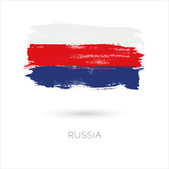Russia colorful brush strokes painted national country flag icon. Painted texture.