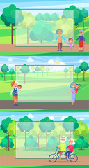 Happy Grandparents Old Couple Wave Hands and Walk