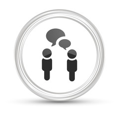 Weißer Button - Menschen reden - Kommunikation