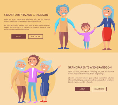 Grandparents and Grandson Little and Grown up Set