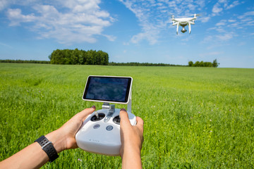 drone pilotage against the blue sky