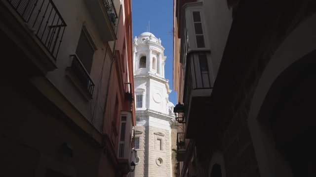 View of one of the Cadiz Cathedral tower