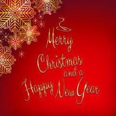 Fototapeta na wymiar Christmas and new year background with tree shaped golden text
