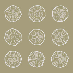 Tree rings icons vector illustration. Abstract age annual. Circle tree background