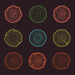 Tree rings icons vector illustration. Abstract age annual. Circle tree background