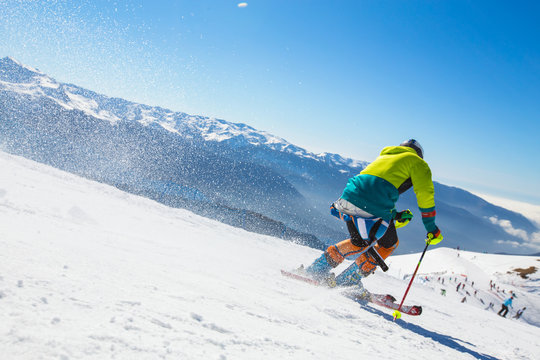 Man Skiing  In The Mountains