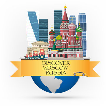 Travel infographic .Amazing  Moscow , Russia infographic , Russia banner . Discover Moscow concept.