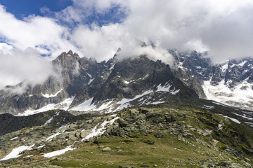 Fototapeta na wymiar Mont Blanc massif in June. Alps.