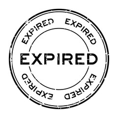 Grunge black expired round rubber seal stamp on white background