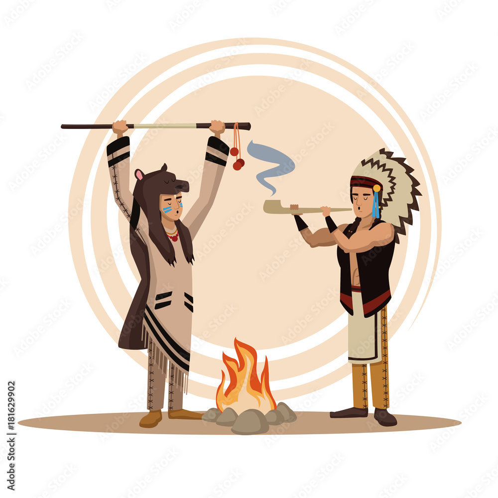 Sticker american indians cartoon