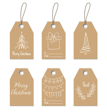 Christmas gift tags. Hand drawn craft labels