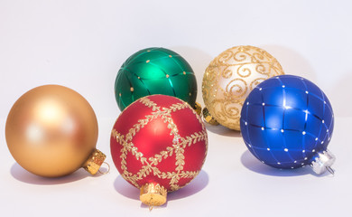 Christmas ornaments on a white background