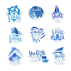 Fototapeta na wymiar Yacht club, sailing sports or marine travel vector Illustrations for stickers, banners, cards, advertisement, tags