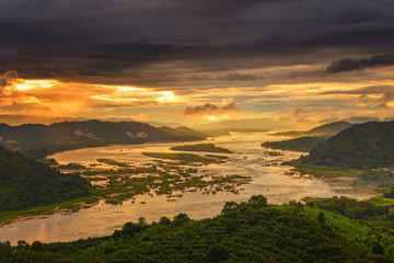 Mountain Mist on during sunrise,Thailand