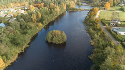 Fototapeta na wymiar Ulbroka lake Aerial drone top view Latvia