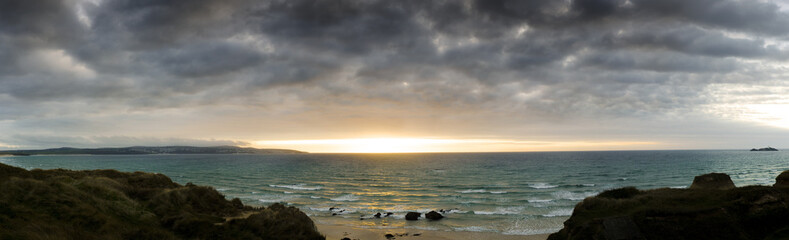 Fototapeta na wymiar Sunset on Gwithian beach Cornwall England