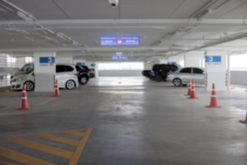 blurry of Empty new parking interior