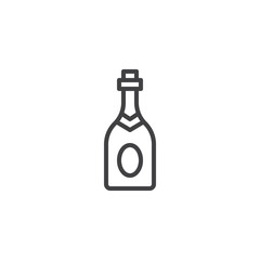 Champagne bottle line icon, outline vector sign, linear style pictogram isolated on white. Symbol, logo illustration. Editable stroke