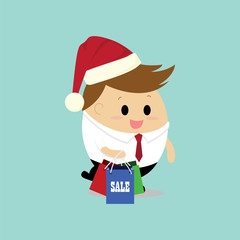 Vector of Businessman with shopping bag for Christmas Sale