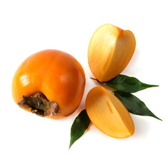 Persimmon fresh juicy fruit on a white background isolated close-up