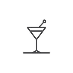 Cocktail glass line icon, outline vector sign, linear style pictogram isolated on white. Martini drink symbol, logo illustration. Editable stroke