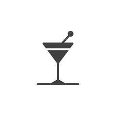 Cocktail glass icon vector, filled flat sign, solid pictogram isolated on white. Martini drink symbol, logo illustration